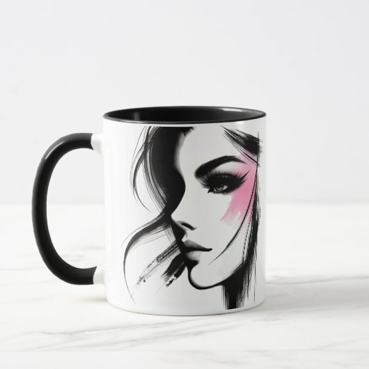 Zwart-wit portret van een jong meisje. mok (Links)