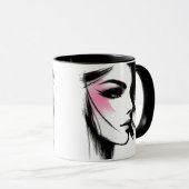 Zwart-wit portret van een jong meisje. mok (Voorkant rechts)