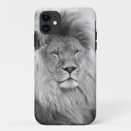 Zwart-wit portret van leeuw Case-Mate iPhone case (Achterkant)