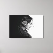Zwart-wit portret van mooie vrouw kunst canvas afdruk (Voorkant)