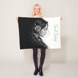 Zwart-wit portret van mooie vrouwelijke kunst fleece deken