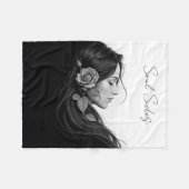 Zwart-wit portret van mooie vrouwelijke kunst fleece deken (Voorkant (Horizontaal))