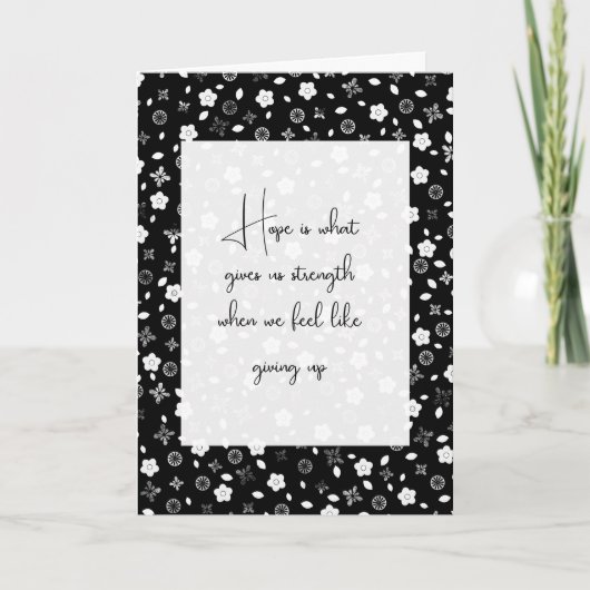 Zwart-wit Posies Denken aan jou Kaart (Voorkant)