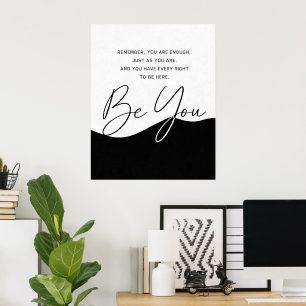 Zwart-wit-poster met citaat over zelfwaardering mi poster