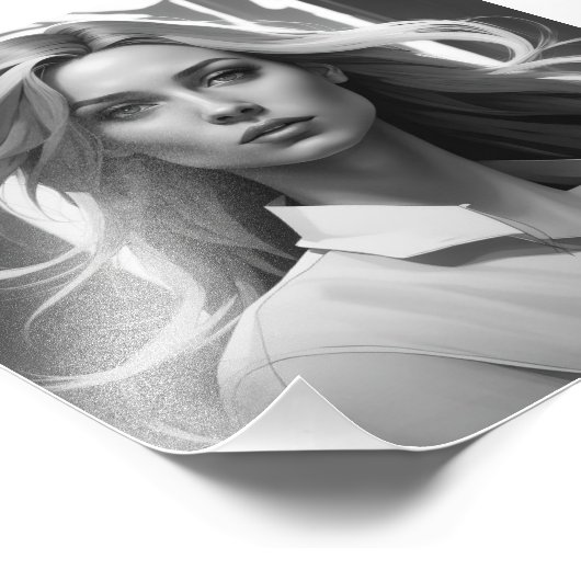 Zwart & wit poster met een vrouwen portret (Hoek)