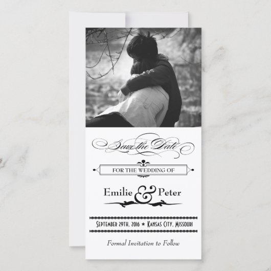 Zwart & Wit Poster Stijl Save the Date (Voorkant)