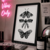 Zwart & Wit Poster Vlinder Libel & Mot