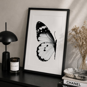 Zwart & Wit Poster Vlinder Minimalistische Muurkun
