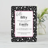 Zwart-wit Posy voor 50ste Verjaardagsfeest Kaart (Staand voorkant)
