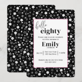 Zwart-wit Posy voor 80ste Verjaardagsfeest Kaart (Voorkant / Achterkant)