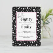 Zwart-wit Posy voor 80ste Verjaardagsfeest Kaart (Staand voorkant)