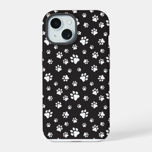 Zwart-wit potenpatroon iPhone 15 case (Achterkant)
