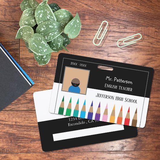 Zwart-wit potloden Horizontale leraar Badge