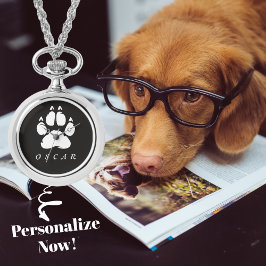 Zwart-wit pow print met de naam van uw huisdier horloge