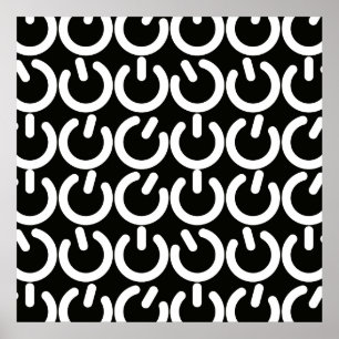 Zwart-wit Power Symbol Patroon Poster
