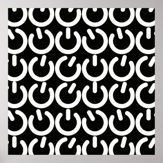 Zwart-wit Power Symbol Patroon Poster (Voorkant)