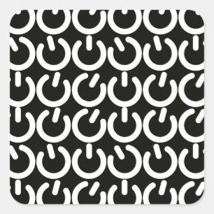 Zwart-wit Power Symbol Patroon Vierkante Sticker