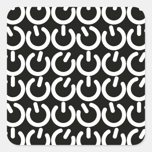 Zwart-wit Power Symbol Patroon Vierkante Sticker (Voorkant)