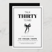 Zwart-wit praat 30 tegen mij Dertig strik verjaard Kaart (Voorkant / Achterkant)