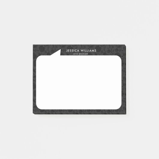 Zwart-wit praat bubble Custom Name Post-it® Notes (Voorkant)