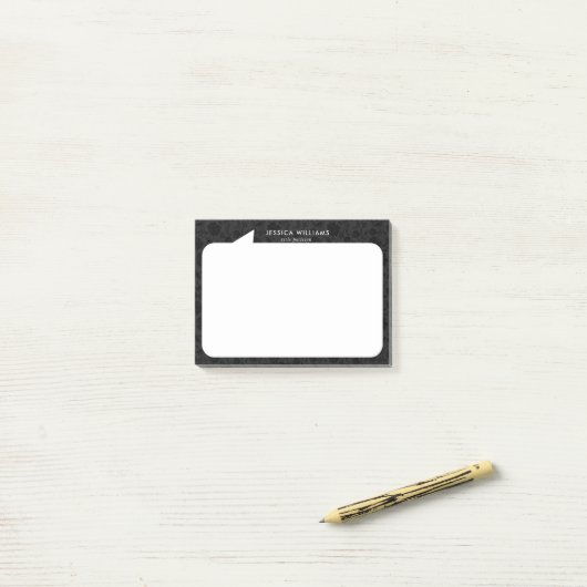 Zwart-wit praat bubble Custom Name Post-it® Notes (Op bureau)