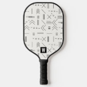 Zwart Wit Prachtig Modern Geometrisch Monogram Pickleball Paddle (Voorkant)