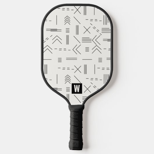 Zwart Wit Prachtig Modern Geometrisch Monogram Pickleball Paddle (Achterkant)