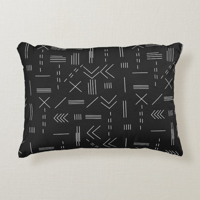 Zwart Wit Prachtig modern geometrisch patroon Accent Kussen (Voorkant)