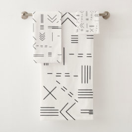Zwart Wit Prachtig modern geometrisch patroon Bad Handdoek