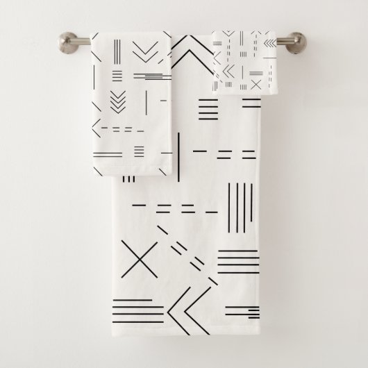 Zwart Wit Prachtig modern geometrisch patroon Bad Handdoek (Insitu)