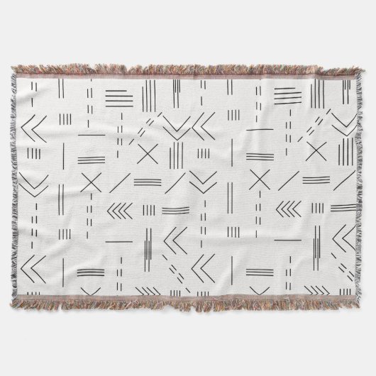 Zwart Wit Prachtig modern geometrisch patroon Deken (Voorkant)