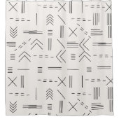 Zwart Wit Prachtig modern geometrisch patroon Douchegordijn (Voorkant)