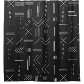 Zwart Wit Prachtig modern geometrisch patroon Douchegordijn (Voorkant)
