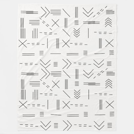 Zwart Wit Prachtig modern geometrisch patroon Fleece Deken (Voorkant)