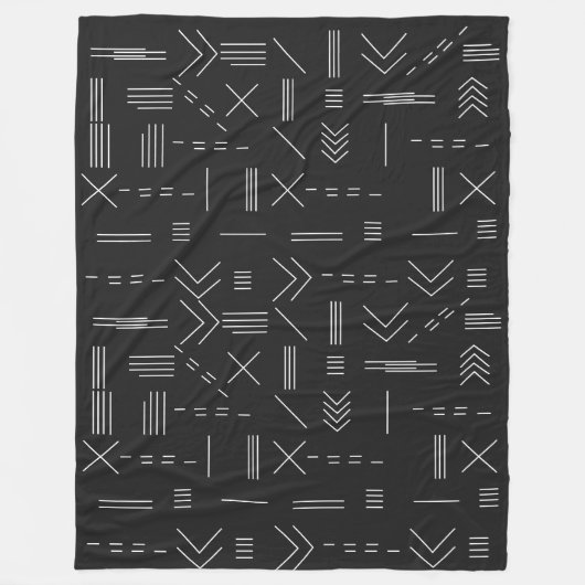 Zwart Wit Prachtig modern geometrisch patroon Fleece Deken (Voorkant)