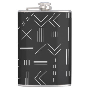 Zwart Wit Prachtig modern geometrisch patroon Heupfles