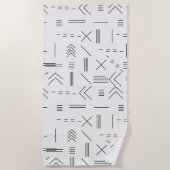 Zwart Wit Prachtig modern geometrisch patroon Strandlaken (Voorkant)