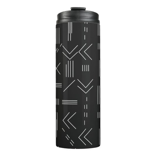 Zwart Wit Prachtig modern geometrisch patroon Thermosbeker (Voorkant)