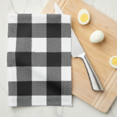 Zwart-wit Preppy Buffalo Check Plaid Theedoek (Quarter Fold)