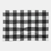 Zwart-wit Preppy Buffalo Check Plaid Theedoek (Horizontaal)