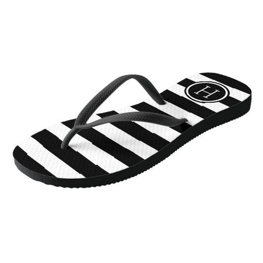 Zwart-wit Preppy Strepen Monogram Teenslippers (Schuin)