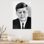 Zwart-wit President JFK John F. Kennedy Poster (Keuken)