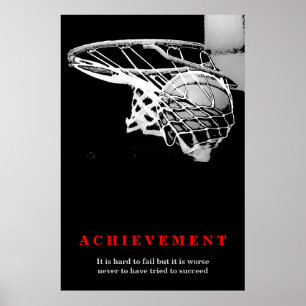 Zwart-wit prestatie basketbal poster