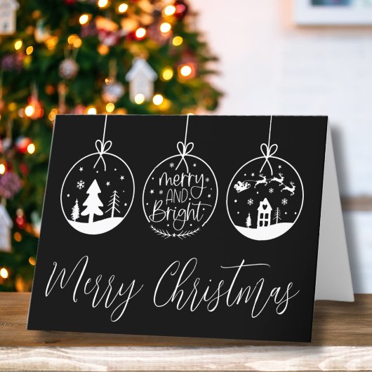 Zwart Wit Prettig Kerstfeest Feestdagen Kaart