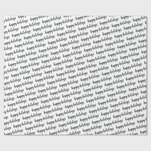 Zwart-wit Prettige feestdagen Cadeaupapier (Vlak)