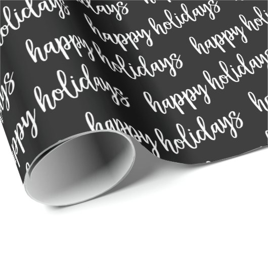 Zwart-wit Prettige feestdagen Cadeaupapier (Rol Hoek)