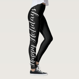 Zwart-wit Prettige feestdagen script Leggings