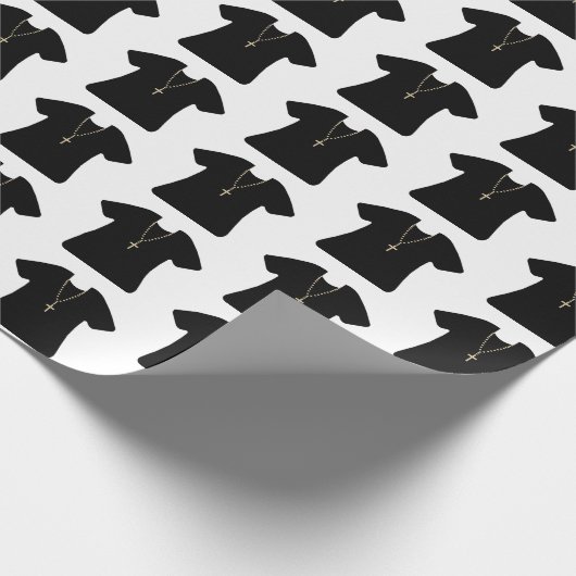 Zwart-wit priester of pastoor uniform cadeaupapier (Hoek)