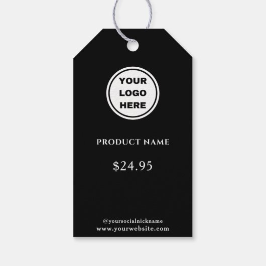 Zwart Wit Prijs Labels - Business Logo Boutique Cadeaulabel (Achterkant)
