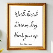 Zwart wit prijsopgave werk hard Gym Poster